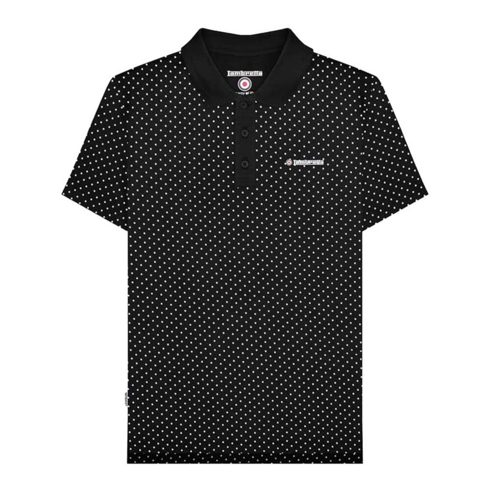 Lambretta Mens SS24 Polka Dot Polo Shirt / Black